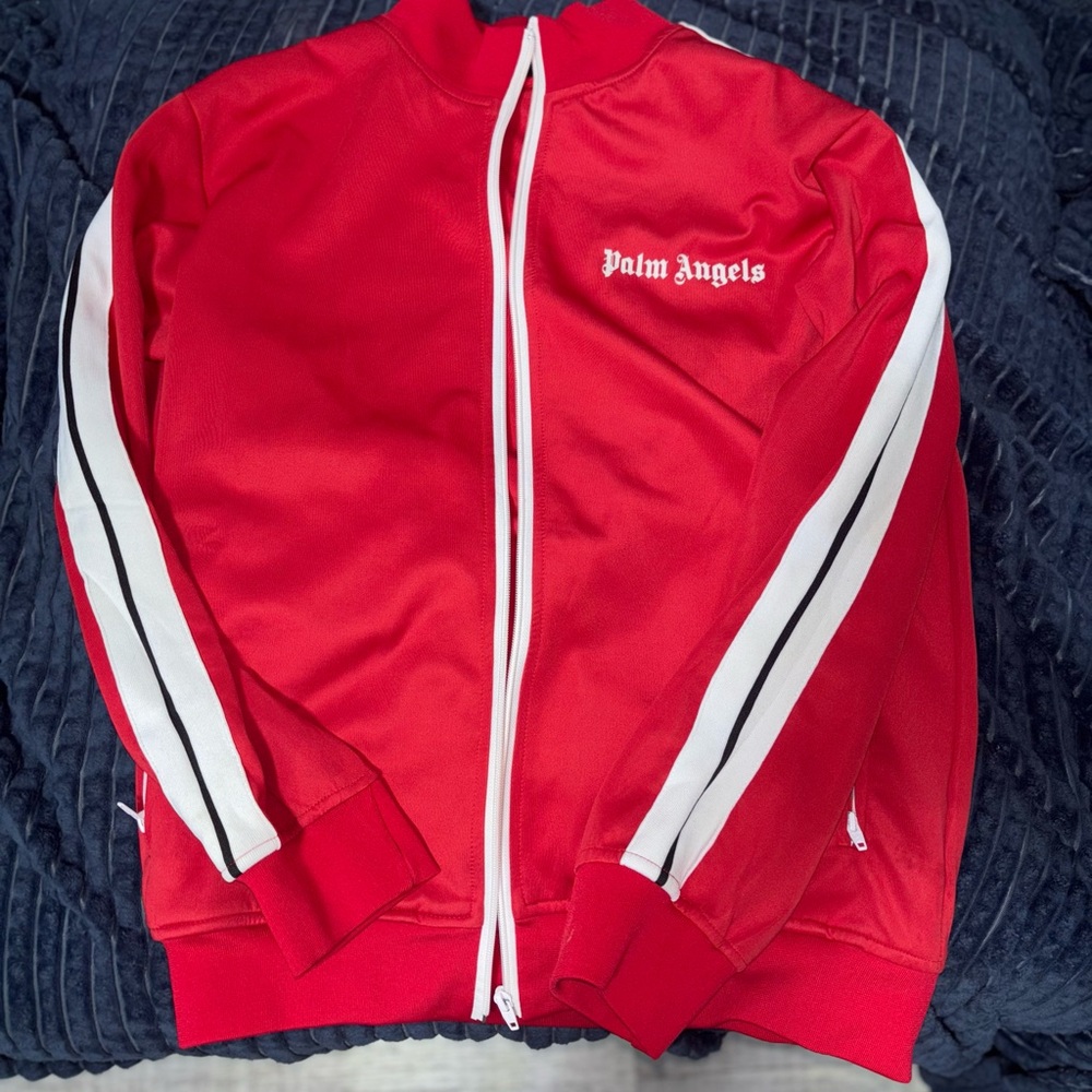 Palm Angels Red Zip Up Sweater for Men
